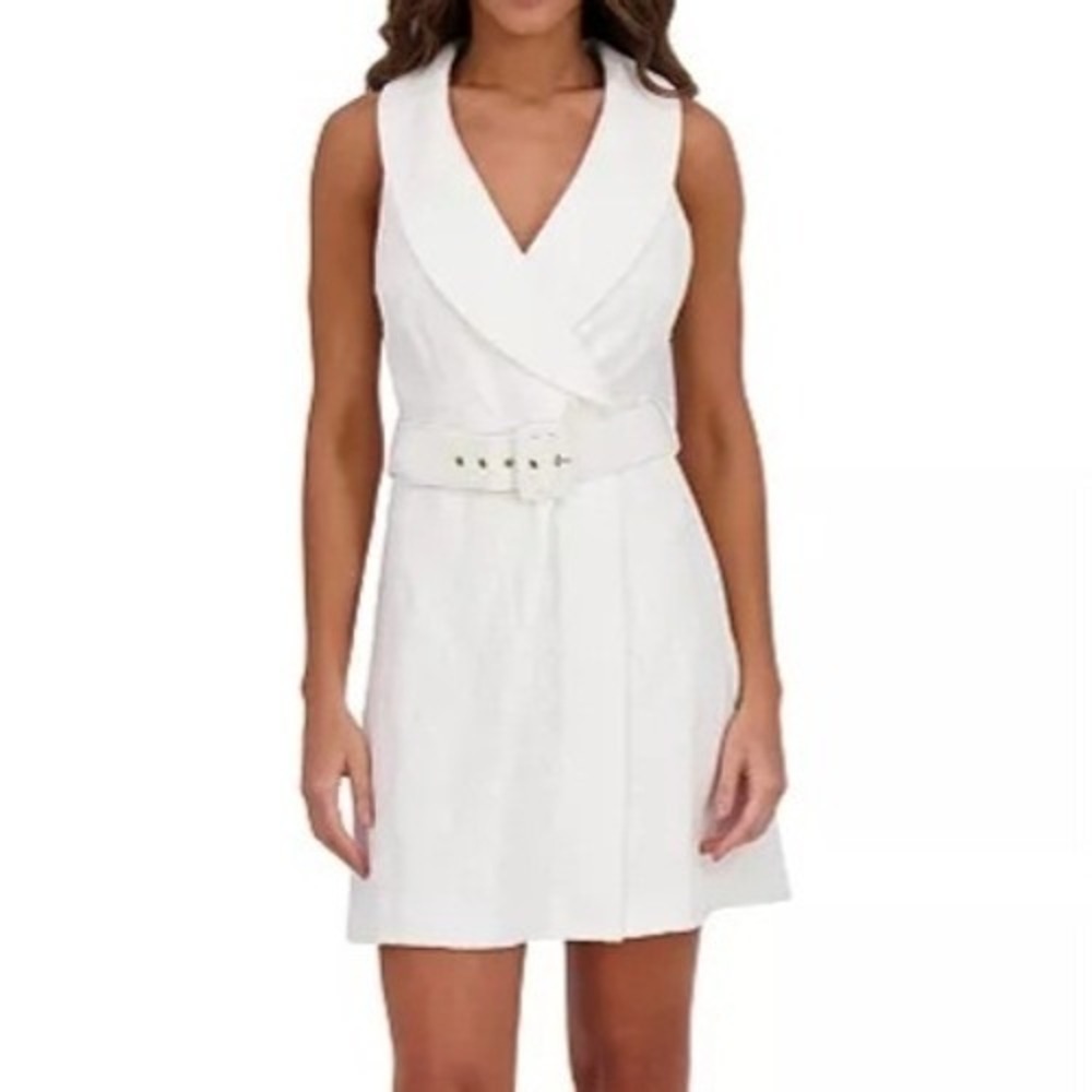 Kensie Bonded Lace Sleeveless A Line White Dress Womens Size 4 READ